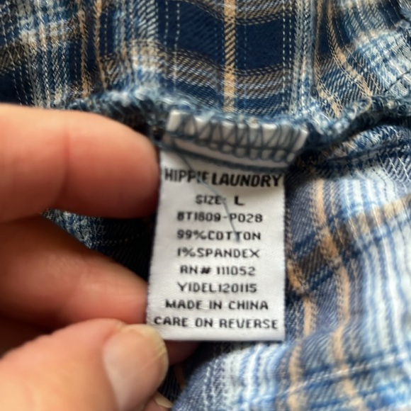 Hippie Laundry Blue Plaid Long Sleeve High Low Tunic - Picture 7 of 8